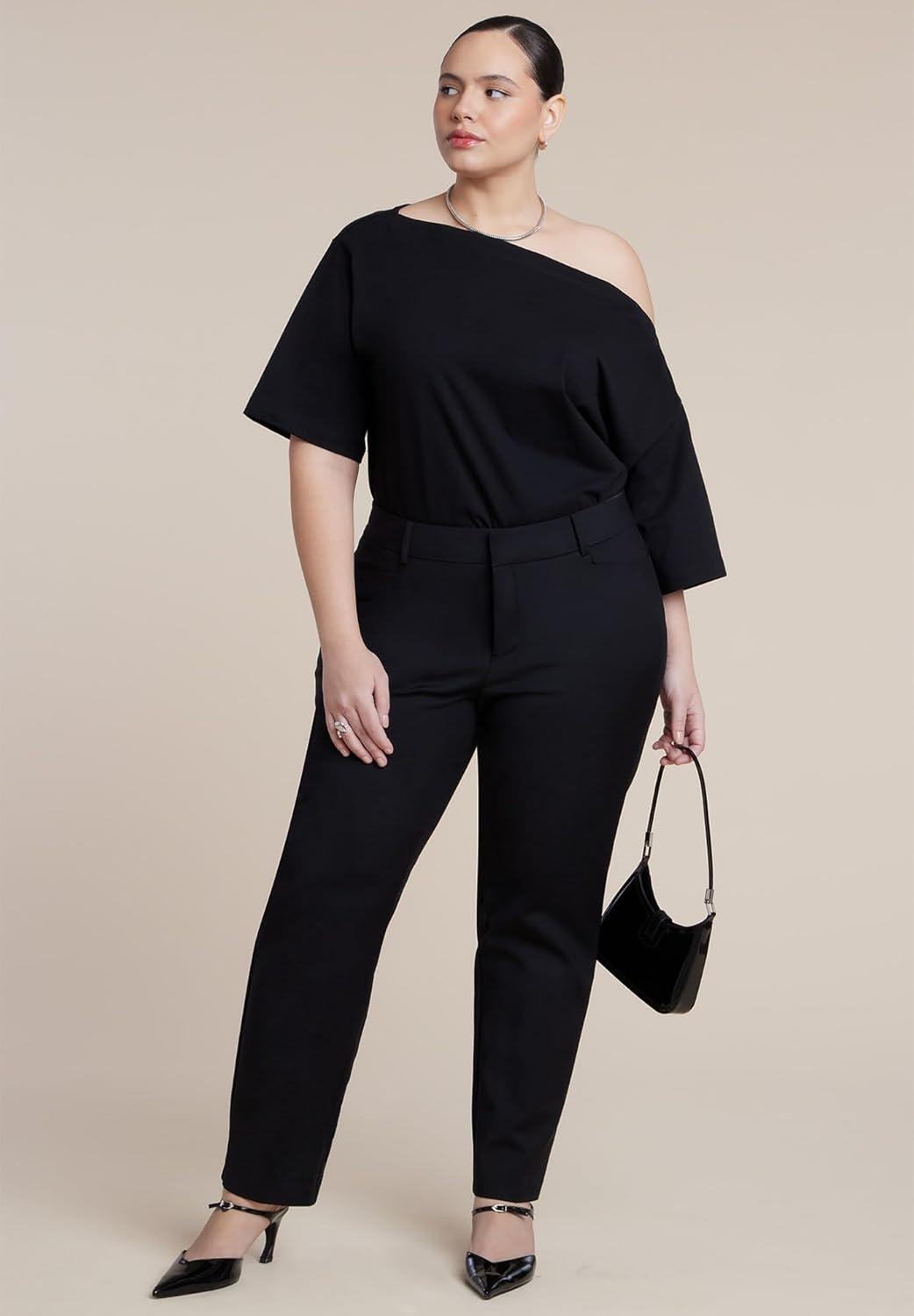 imageELOQUII Womens Plus Size Slouchy TeeBlack Onyx