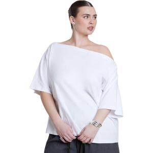 ELOQUII Women’s Plus Size Slouchy Tee(White)