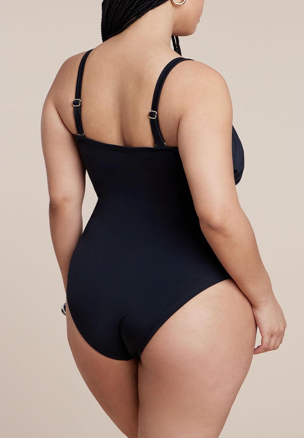 imageELOQUII Womens Plus Size Crossover Strapless One PieceBlack Onyx