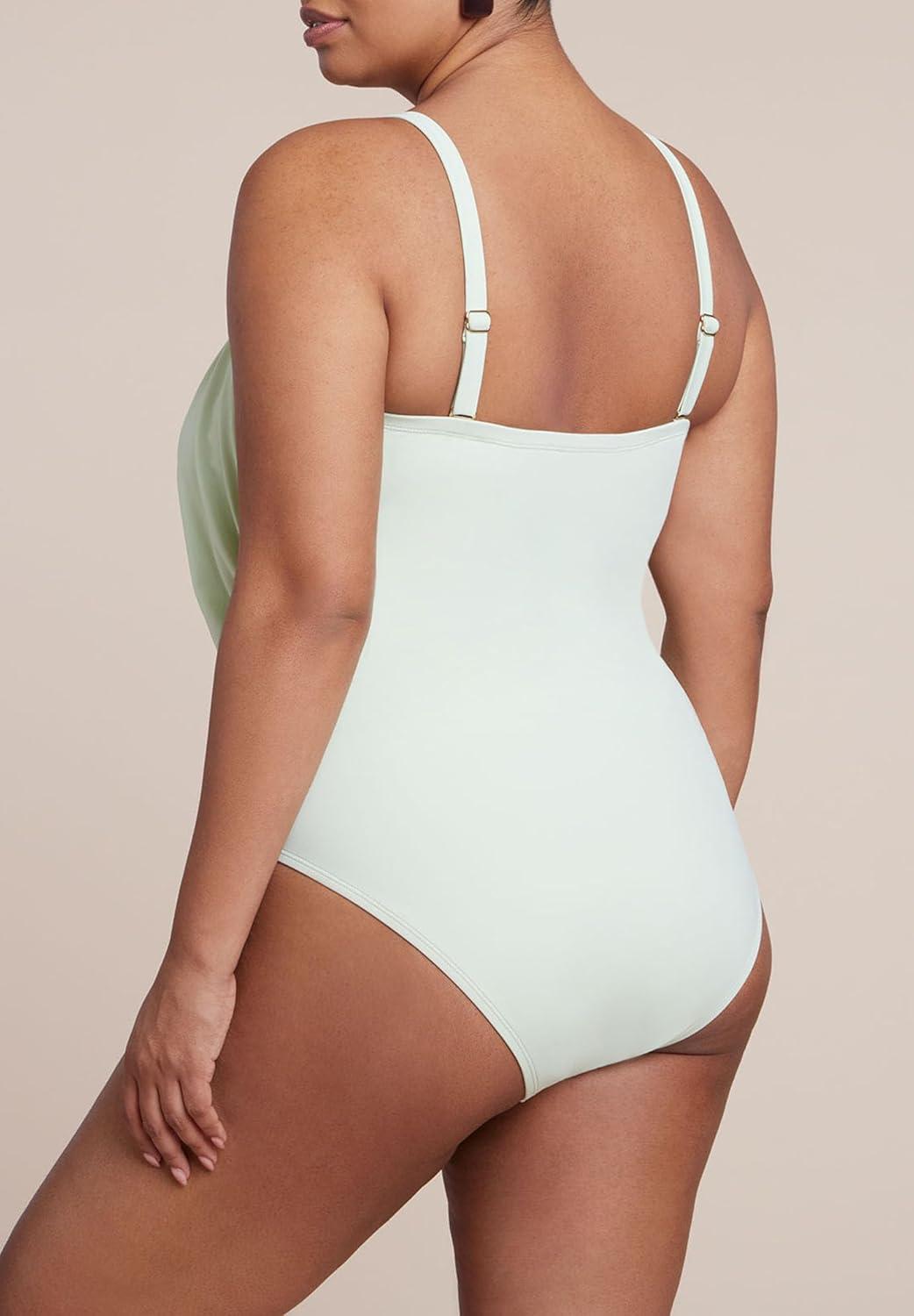 imageELOQUII Womens Plus Size Crossover Strapless One PieceSea Crest