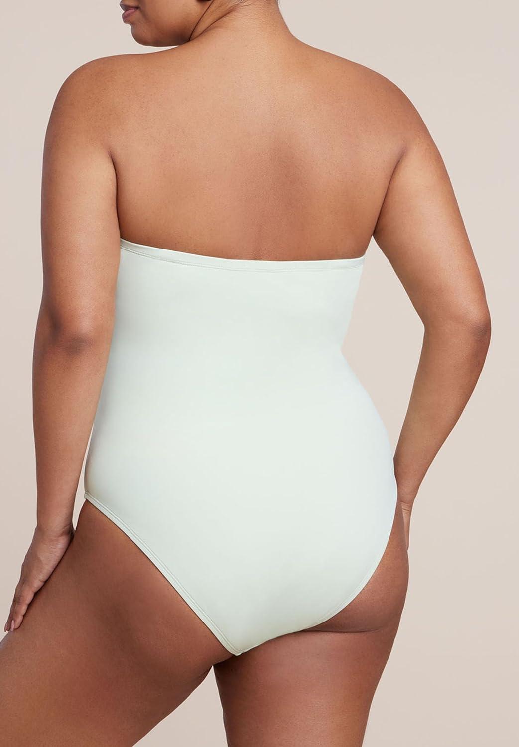 imageELOQUII Womens Plus Size Crossover Strapless One PieceSea Crest
