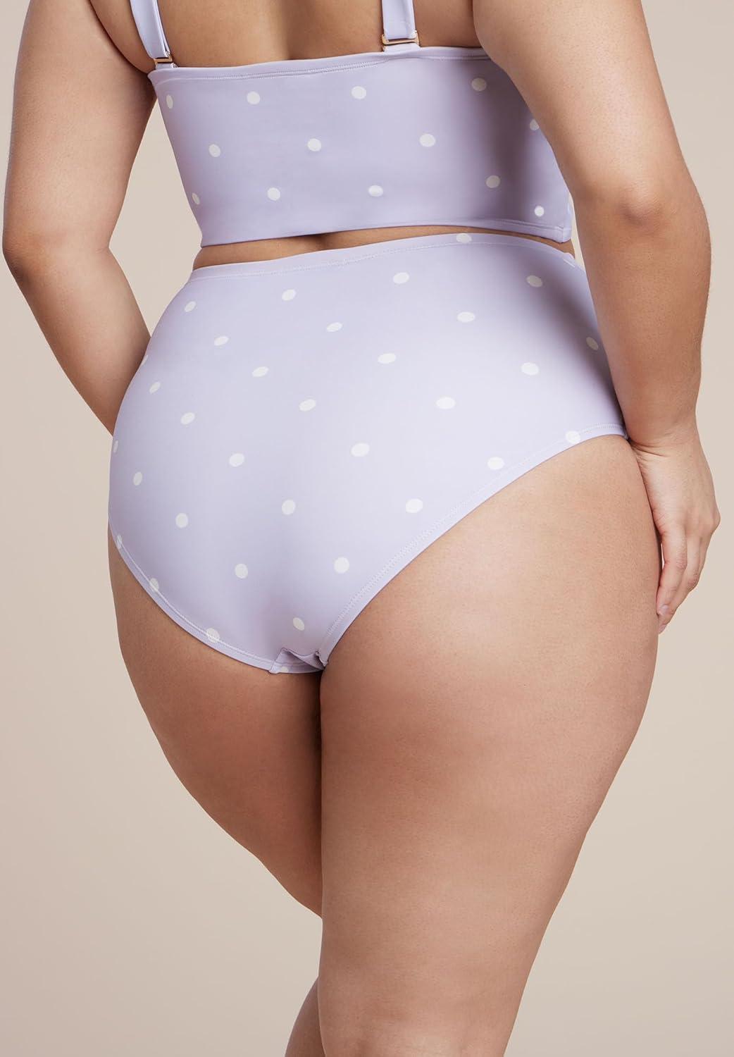 imageELOQUII Womens Plus Size High Waisted Bikini BottomThistle Dots