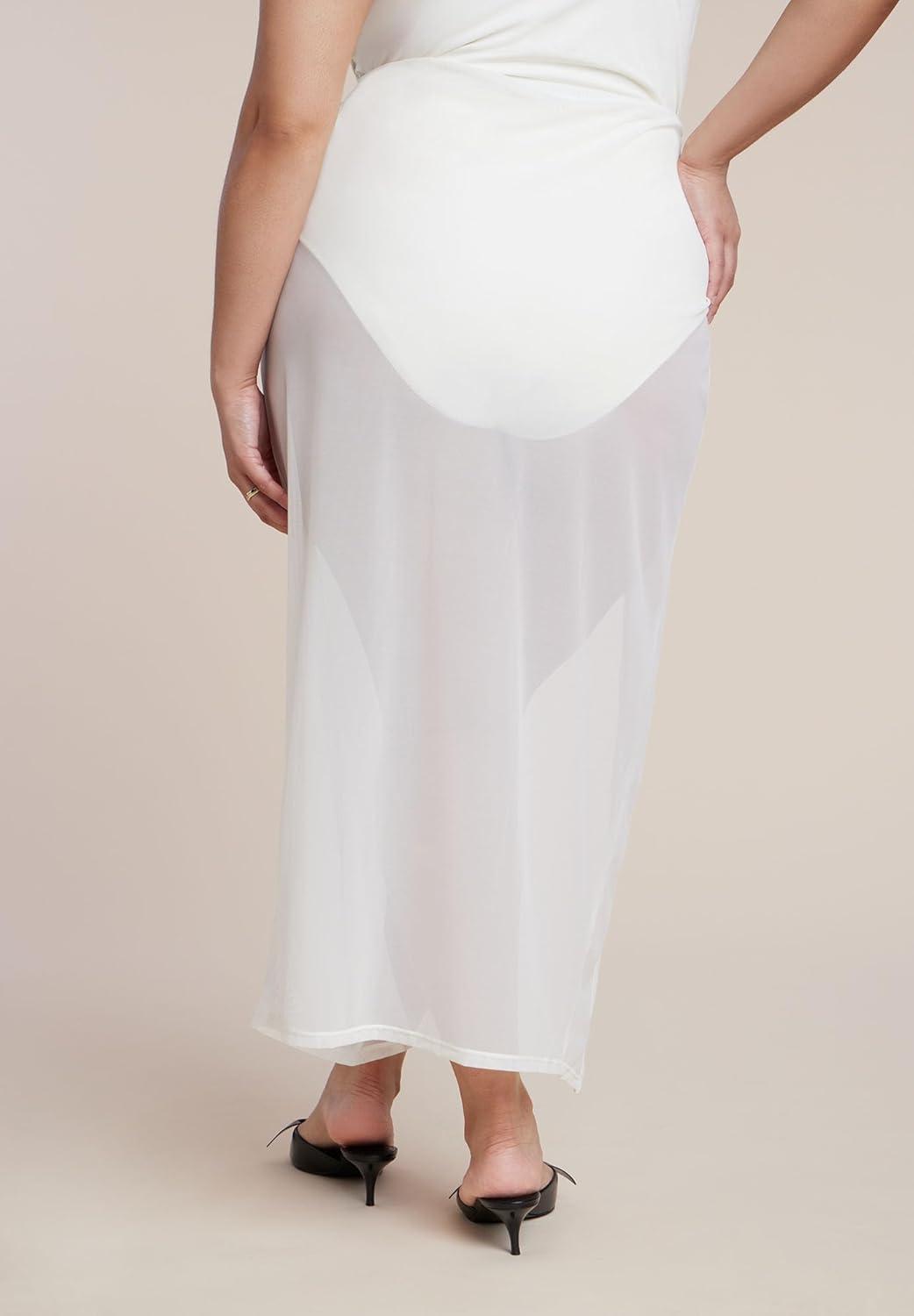 imageELOQUII Womens Plus Size Mesh Maxi Asym Skirt CoverupSea Salt