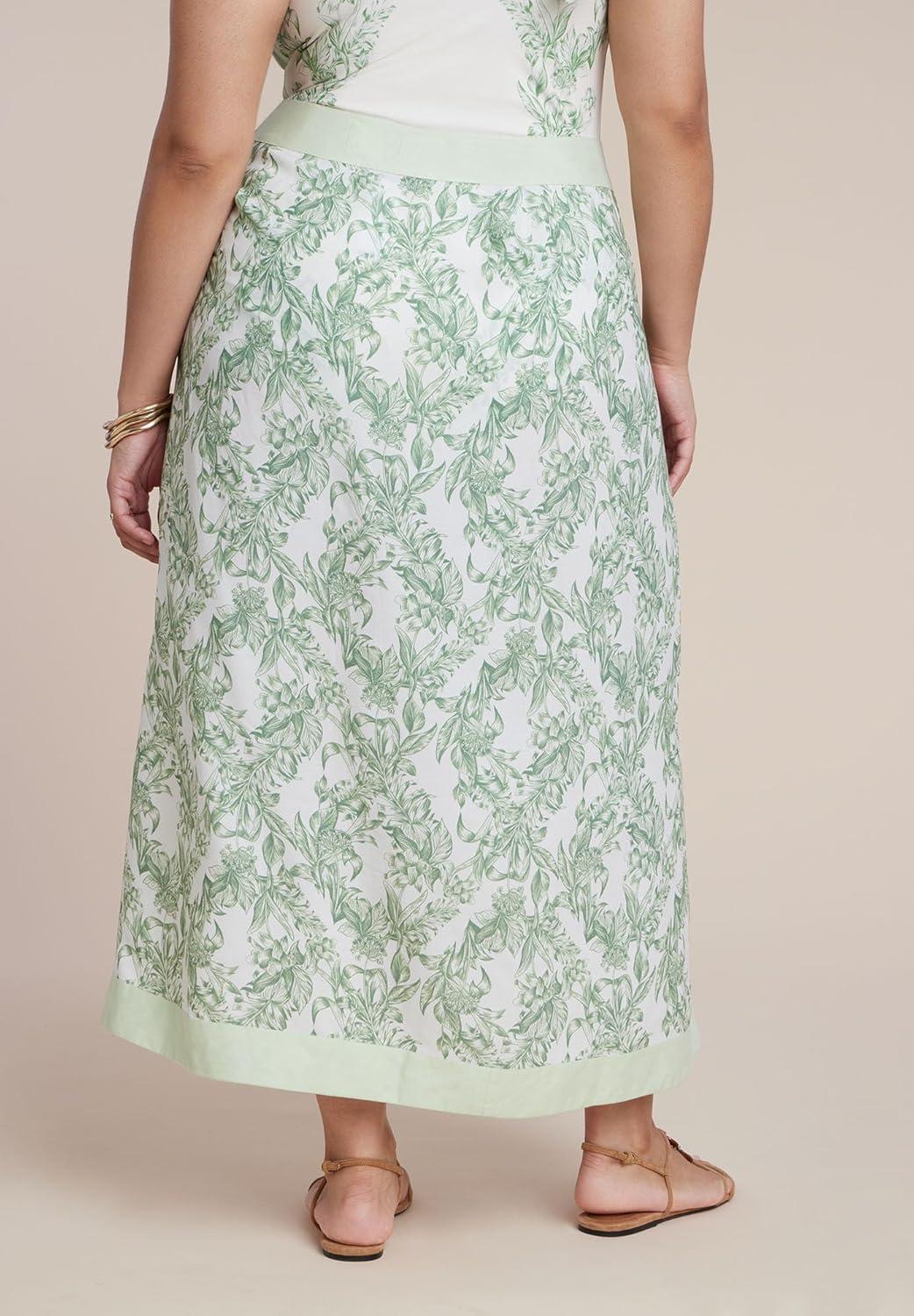 imageELOQUII Womens Plus Size Midi Wrap SkirtBraided Petals