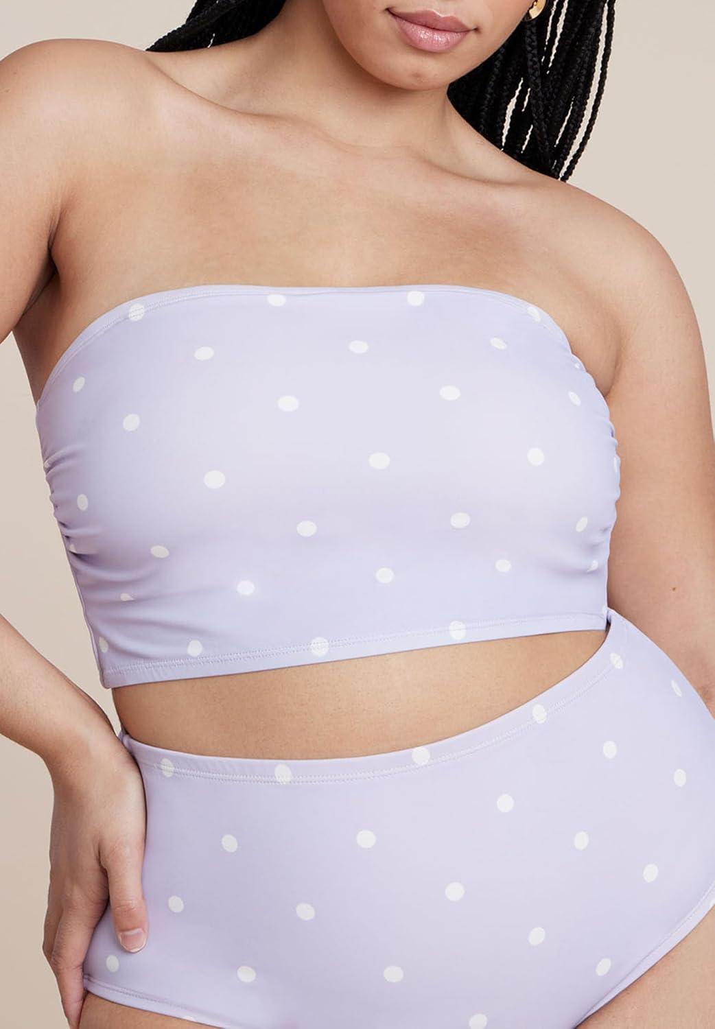 imageELOQUII Womens Plus Size Strapless TankiniThistle Dots