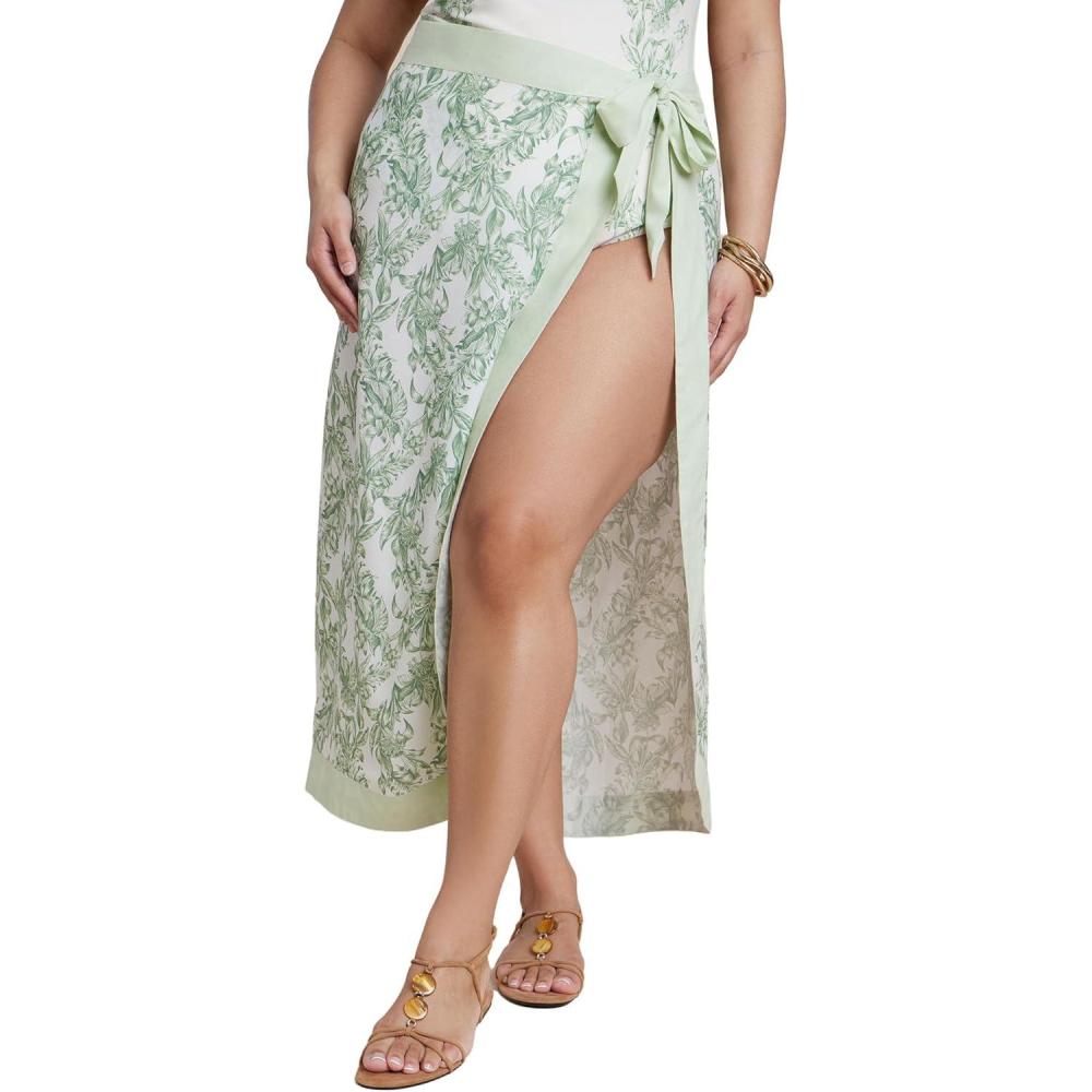 imageELOQUII Womens Plus Size Midi Wrap SkirtBraided Petals