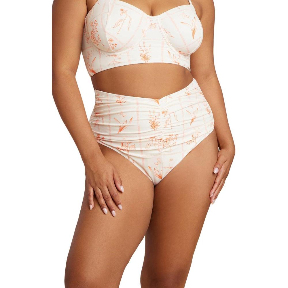 imageELOQUII Womens Plus Size Ruched Highwaist Bikini BottomFrames of Petals
