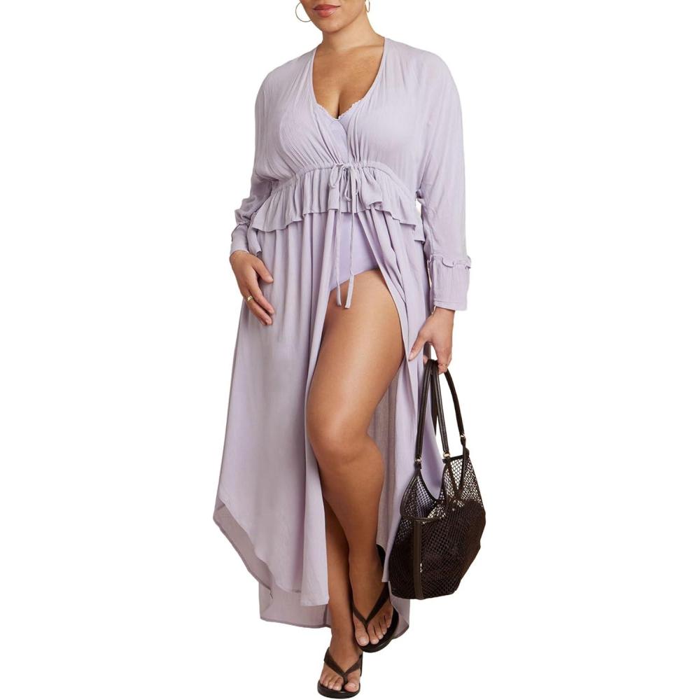 imageELOQUII Womens Plus Size Tie Front KaftanThistle