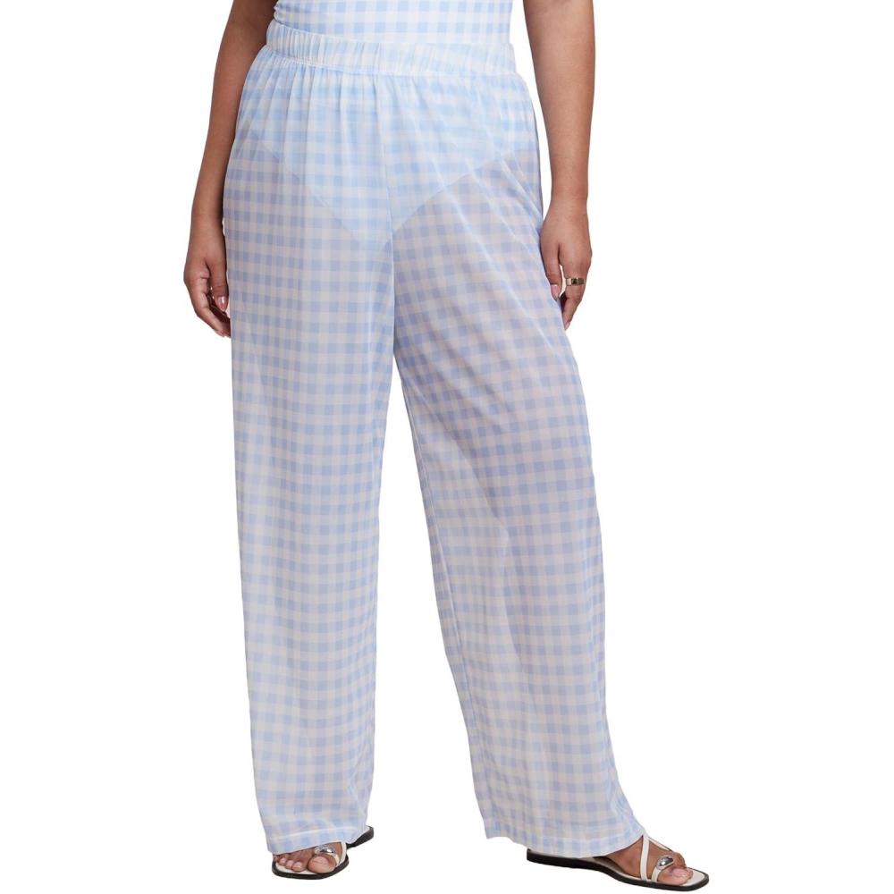 imageELOQUII Womens Plus Size Wide Leg CoverUp PantSkyway Gingham