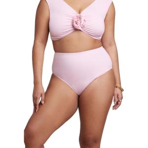 ELOQUII Women’s Plus Size High Waisted Bikini Bottom(Romance Rose)
