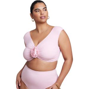 ELOQUII Women’s Plus Size Off The Shoulder Rosette Top(Romance Rose)