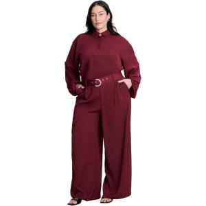 ELOQUII Women’s Plus Size Wide Leg Belted Pant(Zinfandel)