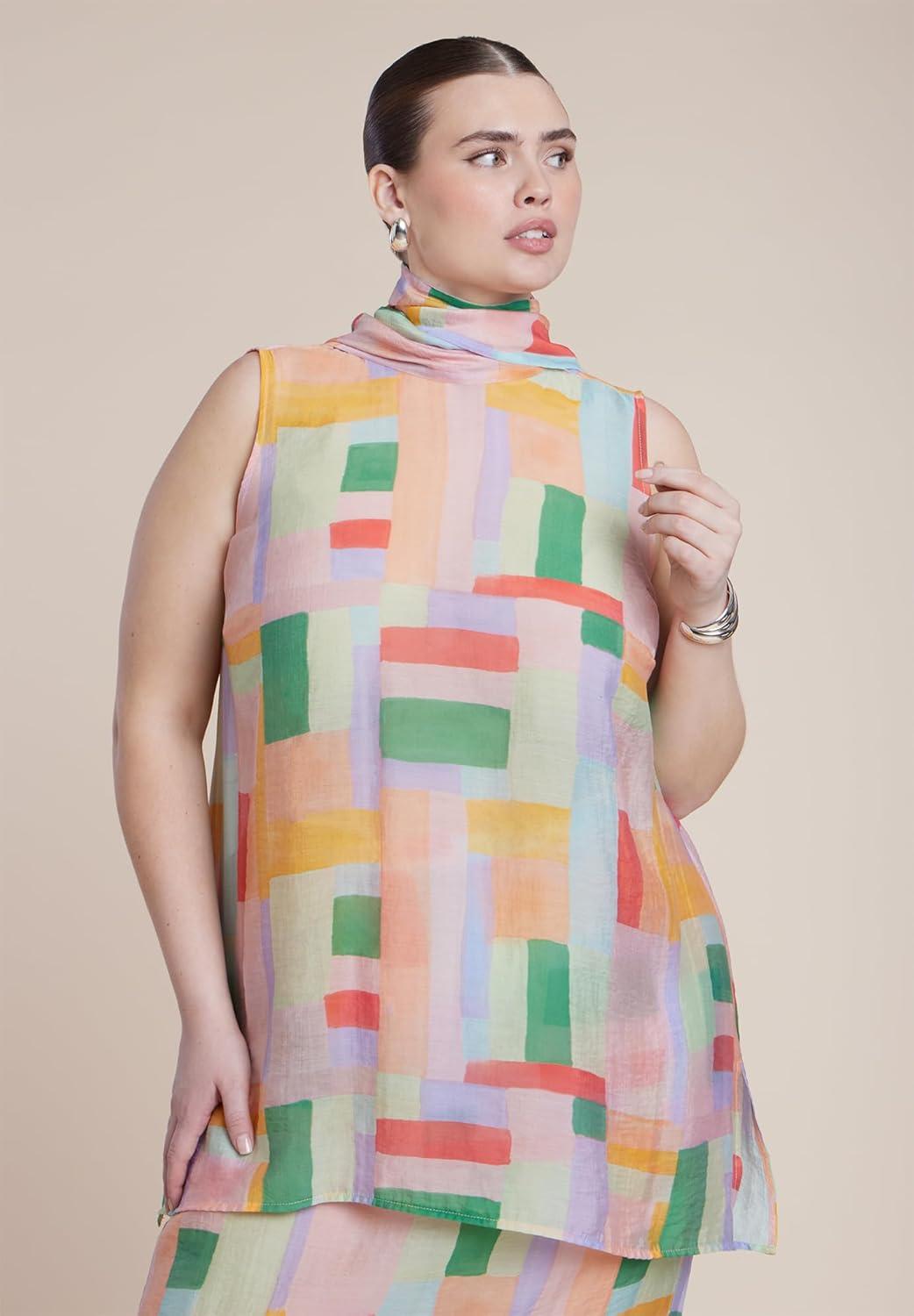 imageELOQUII Womens Plus Size Sheer NeckTie Tunic