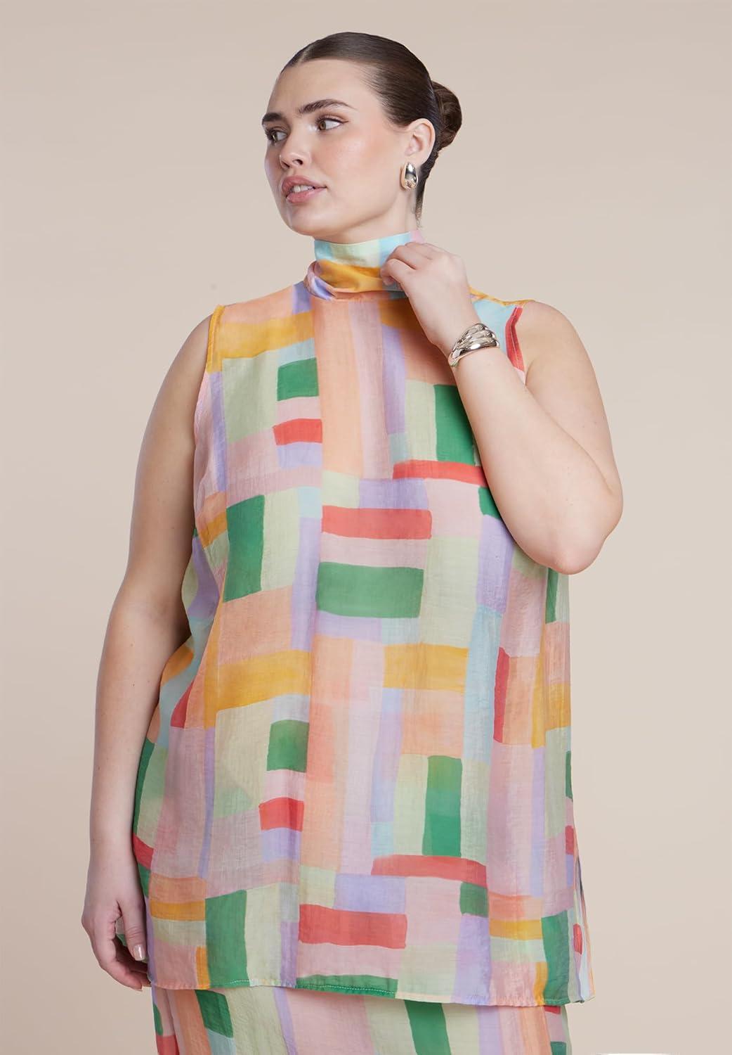 imageELOQUII Womens Plus Size Sheer NeckTie Tunic