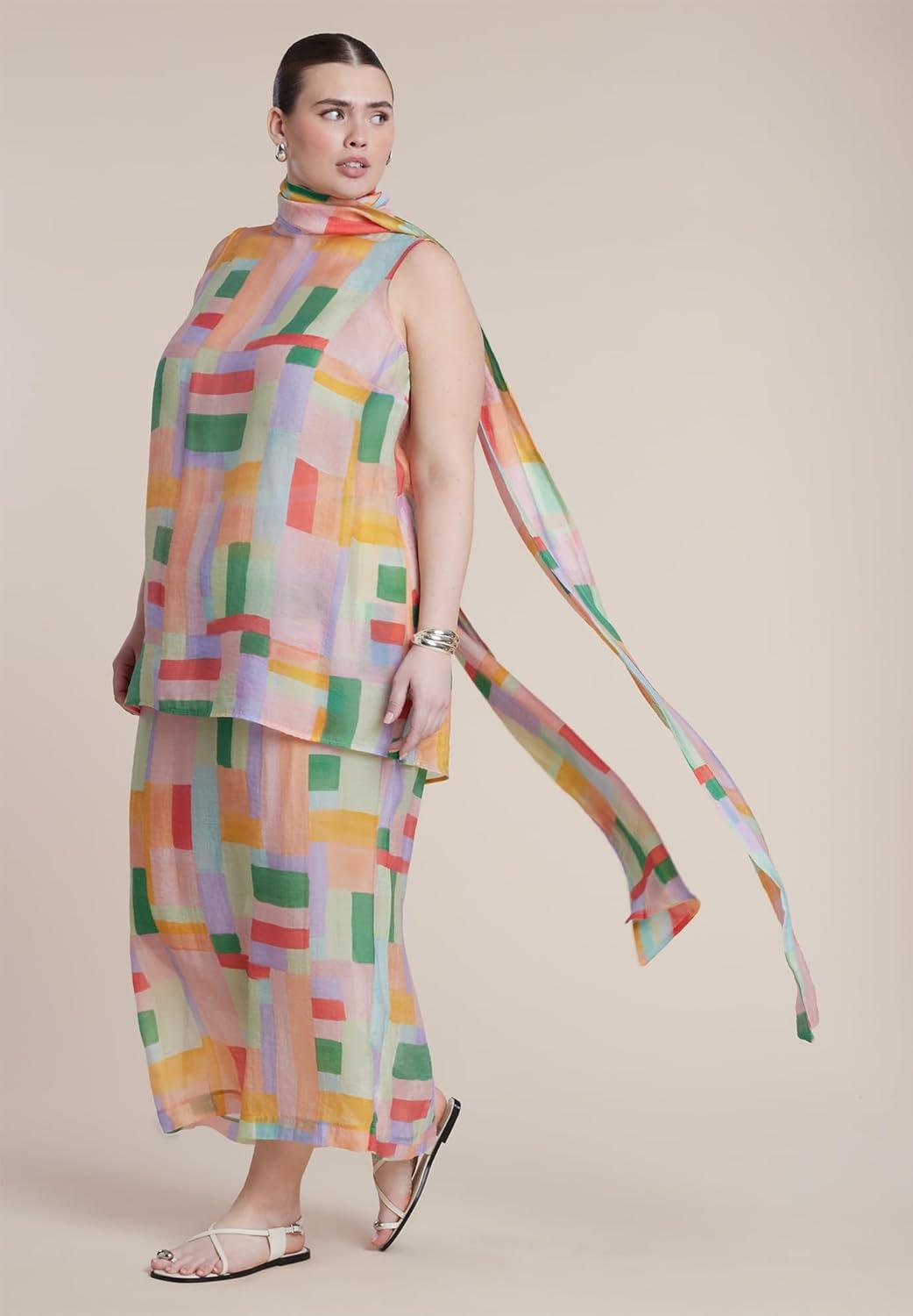 imageELOQUII Womens Plus Size Sheer NeckTie Tunic