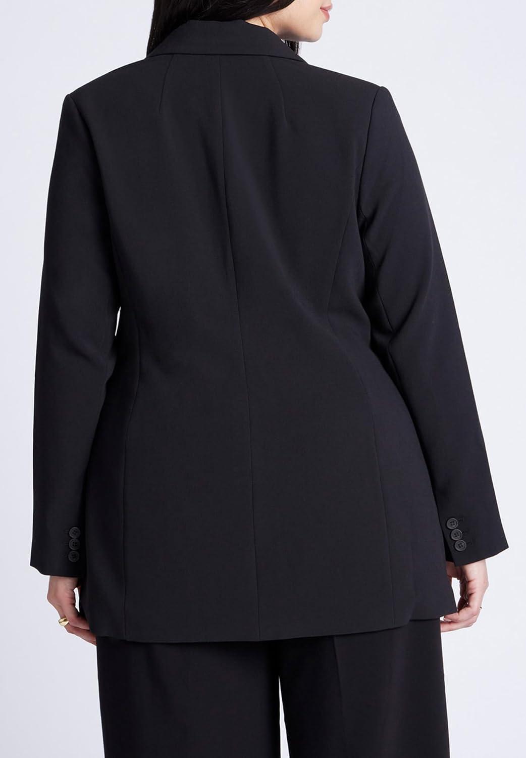 imageELOQUII Womens Plus Size The 365 Semi Stretch Two Button BlazerBlack