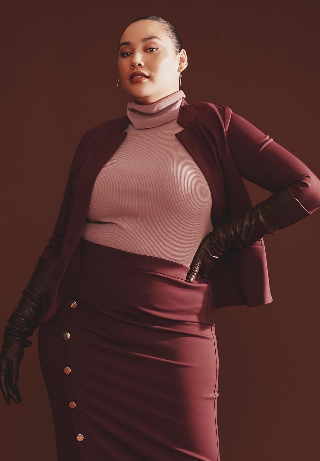 imageELOQUII Womens Plus Size The Ultimate Stretch OneButton BlazerVineyard Wine