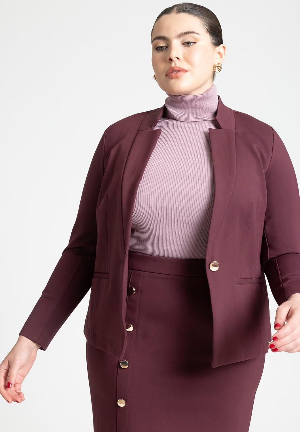 imageELOQUII Womens Plus Size The Ultimate Stretch OneButton BlazerVineyard Wine