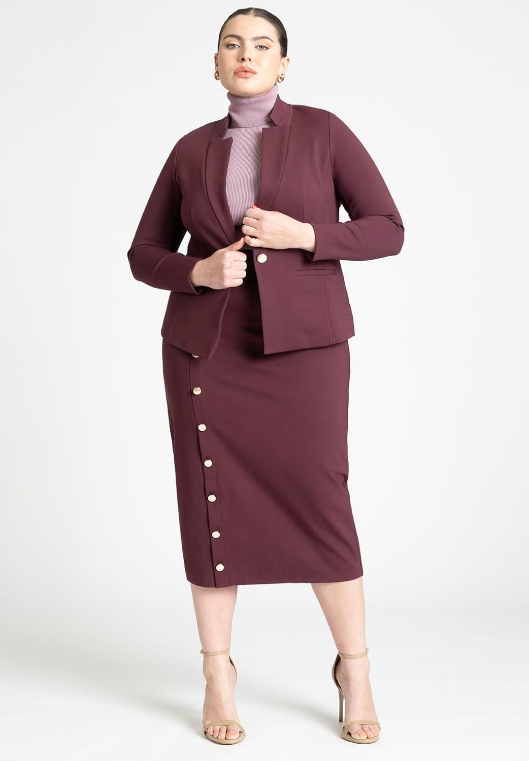 imageELOQUII Womens Plus Size The Ultimate Stretch OneButton BlazerVineyard Wine
