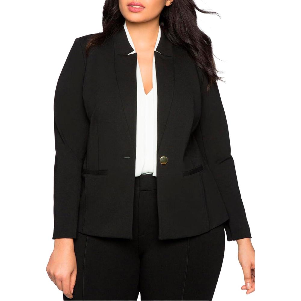 imageELOQUII Womens Plus Size The Ultimate Stretch OneButton BlazerBlack