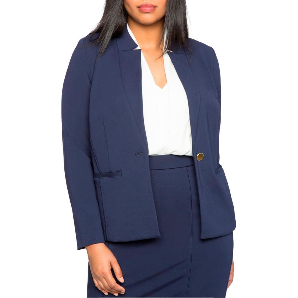 imageELOQUII Womens Plus Size The Ultimate Stretch OneButton BlazerMaritime Blue