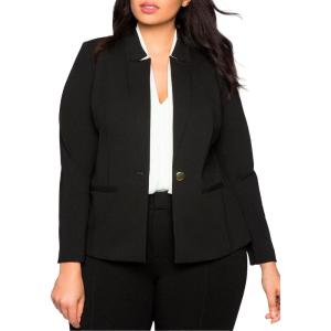 ELOQUII Women’s Plus Size The Ultimate Stretch One-Button Blazer(Black)