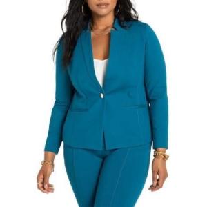 ELOQUII Women’s Plus Size The Ultimate Stretch One-Button Blazer(Moroccan Blue)
