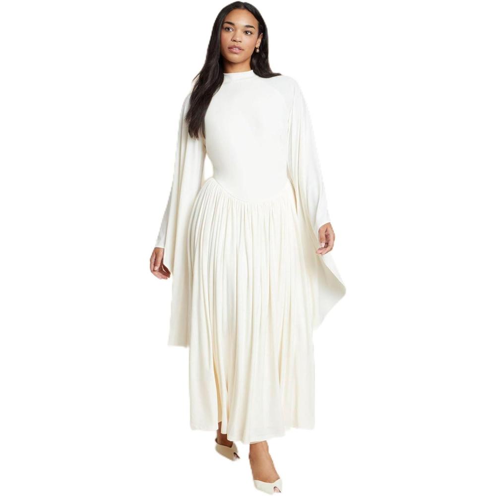imageELOQUII Womens Plus Size Flowy Jersey Maxi DressCoconut Milk