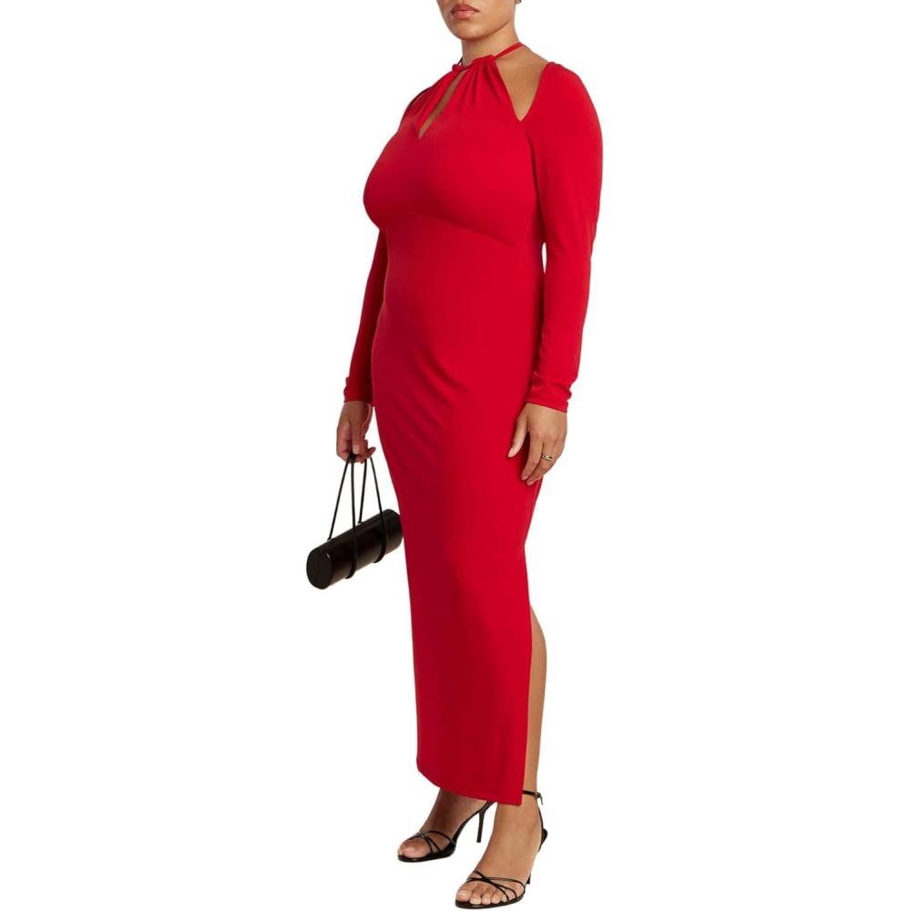 imageELOQUII Womens Plus Size Keyhole Front Maxi DressTango Red