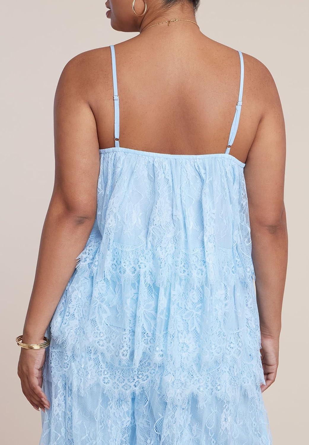 imageELOQUII Womens Plus Size Asym Lace Babydoll Top