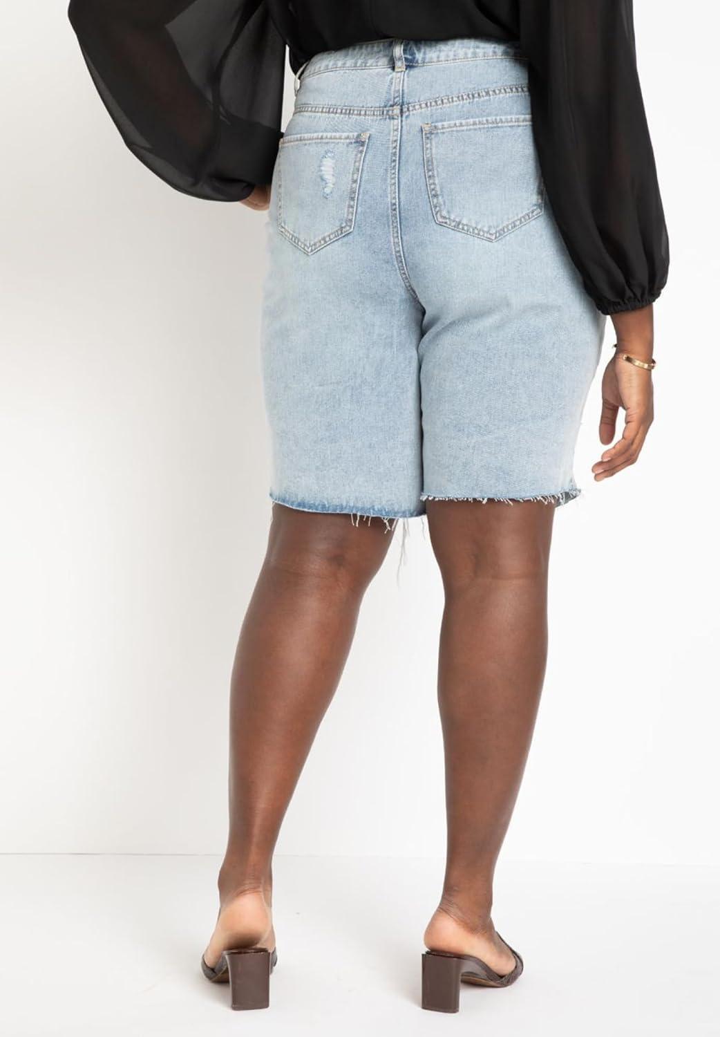 imageELOQUII Womens Plus Size City ShortsLight Wash