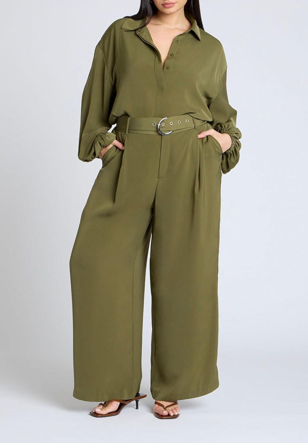 imageELOQUII Womens Plus Size High Low Hem TunicBronze Green