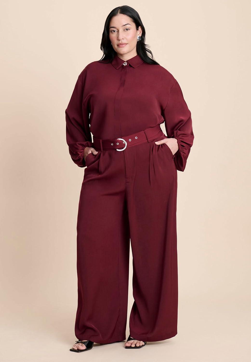 imageELOQUII Womens Plus Size High Low Hem TunicZinfandel