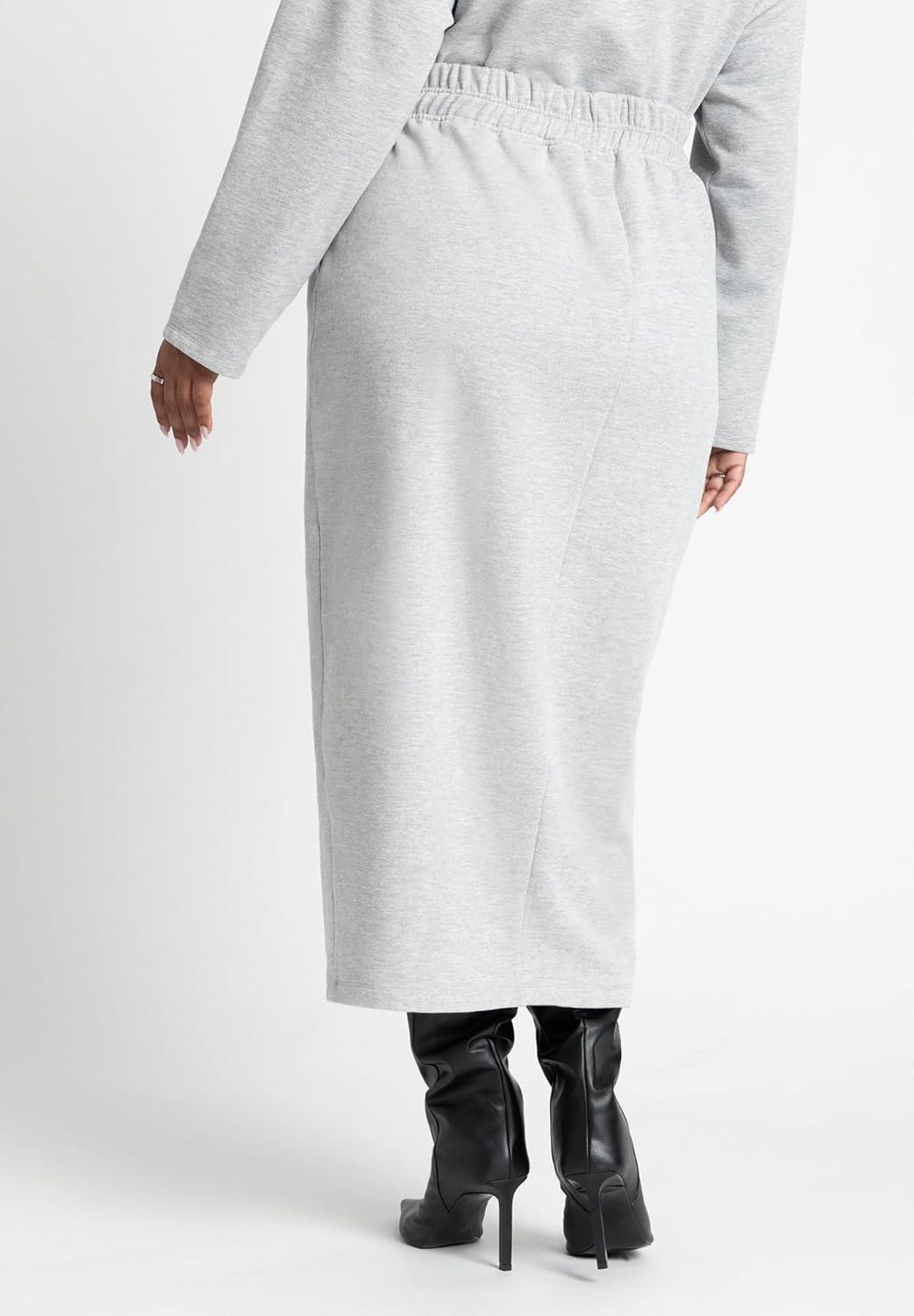 imageELOQUII Womens Plus Size Maxi French Terry SkirtGrey