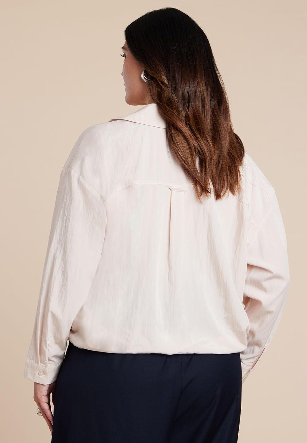 imageELOQUII Womens Plus Size Surplice Collared TopPeach Powder