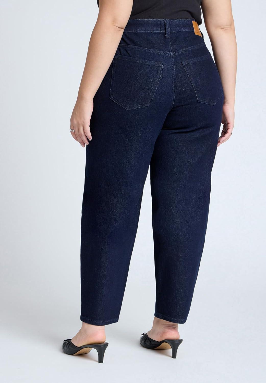 imageELOQUII Womens Plus Size The Barrel Leg JeanMedium Wash