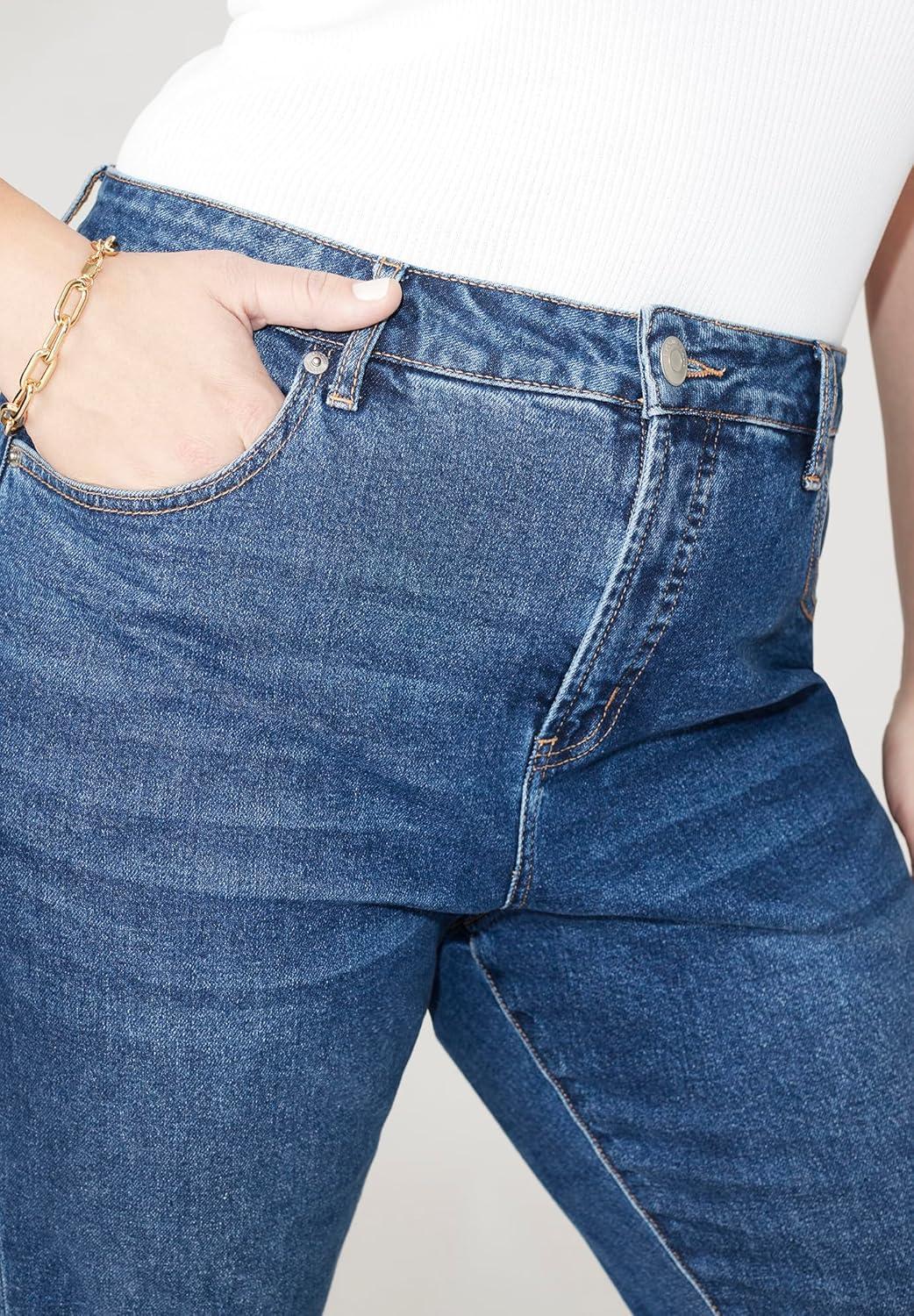 imageELOQUII Womens Plus Size The Flare Leg JeanDark Wash Denim