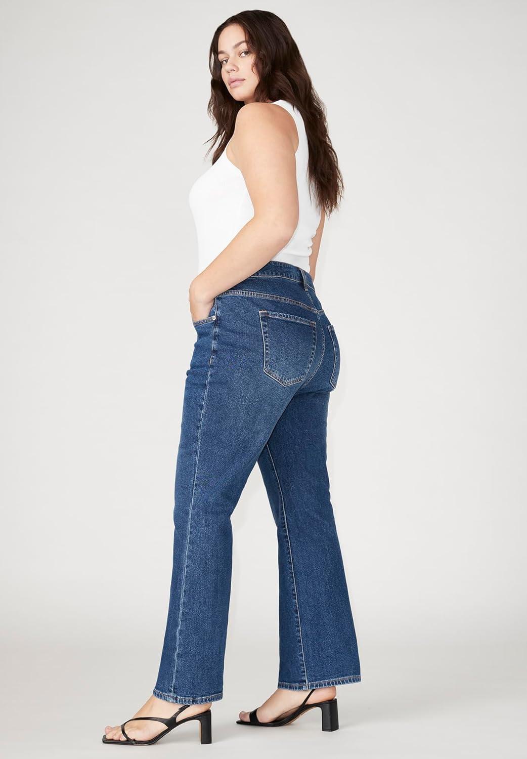 imageELOQUII Womens Plus Size The Flare Leg JeanDark Wash Denim