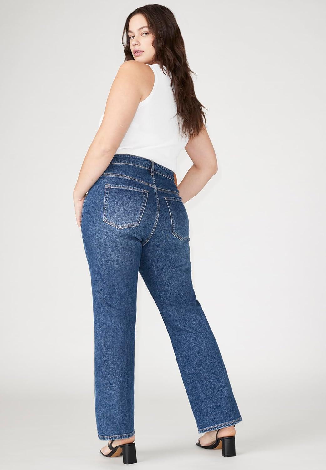 imageELOQUII Womens Plus Size The Flare Leg JeanDark Wash Denim