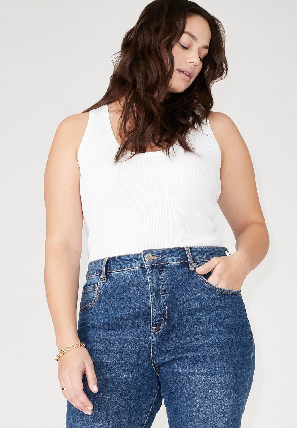 imageELOQUII Womens Plus Size The Flare Leg JeanDark Wash Denim