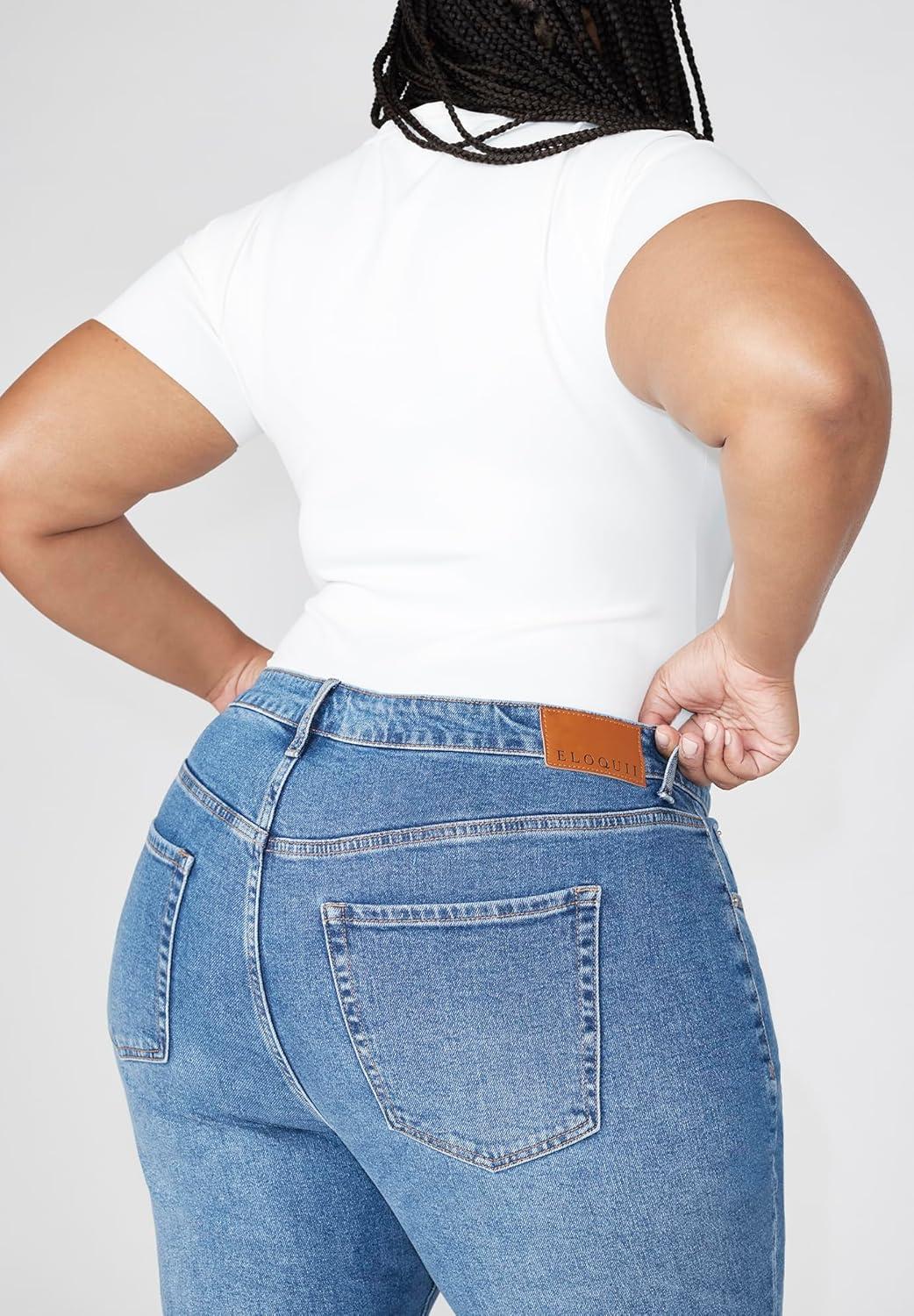 imageELOQUII Womens Plus Size The Flare Leg JeanMedium Wash Denim
