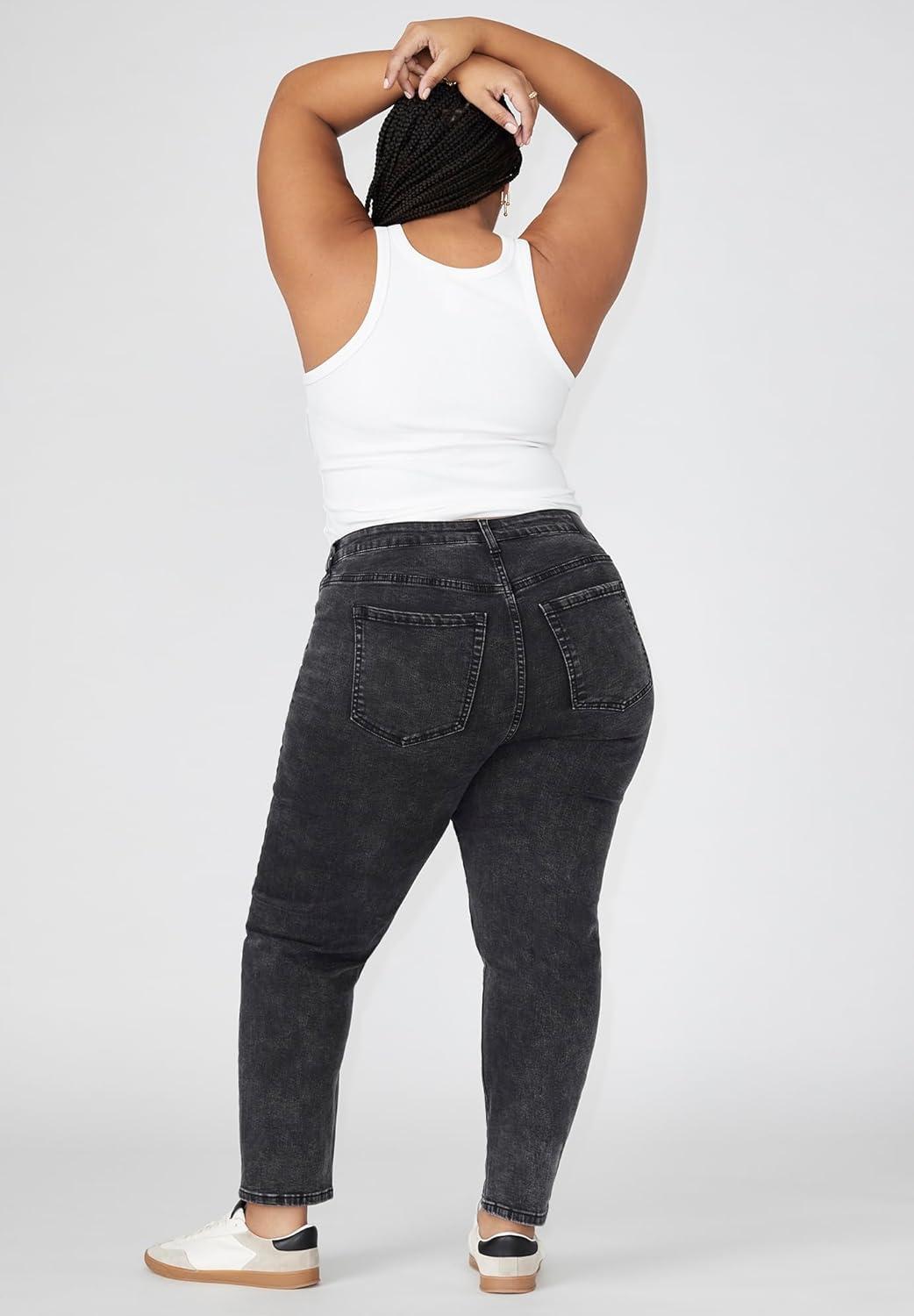 imageELOQUII Womens Plus Size The Leigh Super Stretch Slim Leg JeanVintage Black