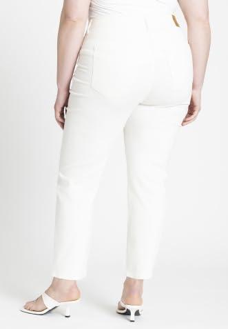 imageELOQUII Womens Plus Size The Leigh Super Stretch Slim Leg JeanWhite