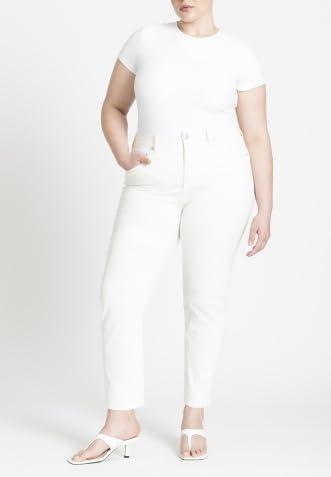 imageELOQUII Womens Plus Size The Leigh Super Stretch Slim Leg JeanWhite
