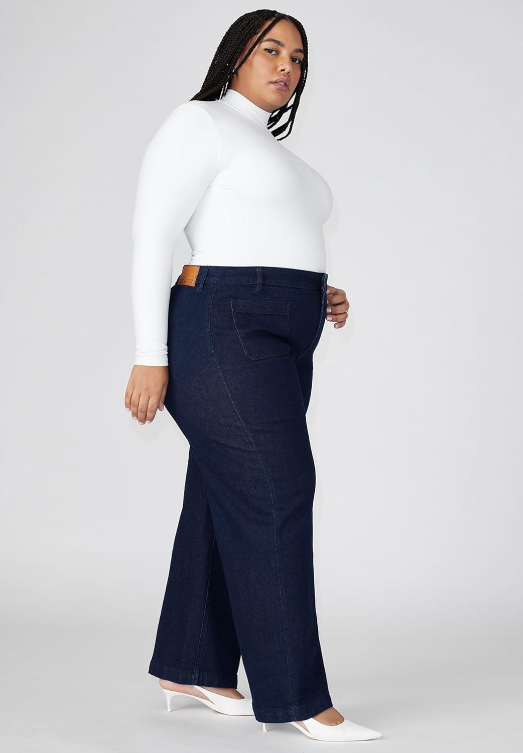 imageELOQUII Womens Plus Size The Trouser JeanIndigo Rinse