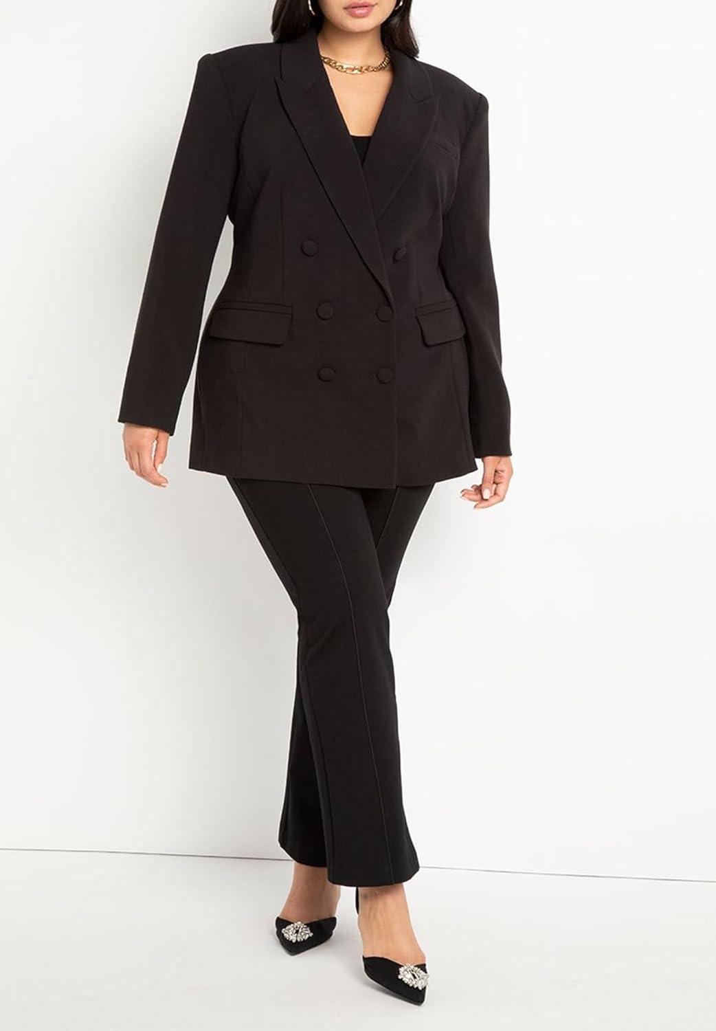imageELOQUII Womens Plus Size The Ultimate Stretch Flare Leg PantBlack