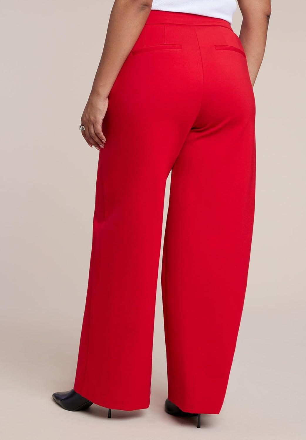 imageELOQUII Womens Plus Size The Ultimate Stretch Wide Leg Work PantBarbados Cherry