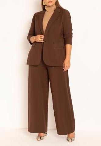imageELOQUII Womens Plus Size The Ultimate Stretch Wide Leg Work PantChicory Coffee
