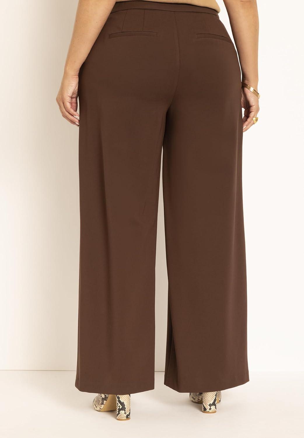 imageELOQUII Womens Plus Size The Ultimate Stretch Wide Leg Work PantChicory Coffee