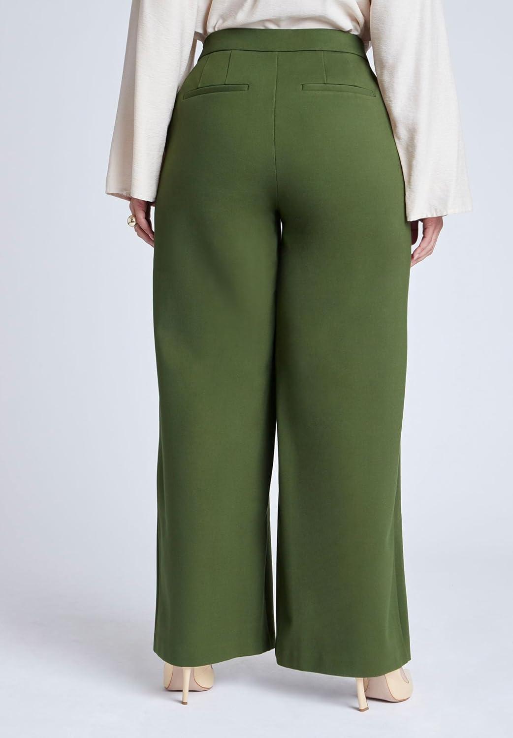 imageELOQUII Womens Plus Size The Ultimate Stretch Wide Leg Work PantDark Forest Green